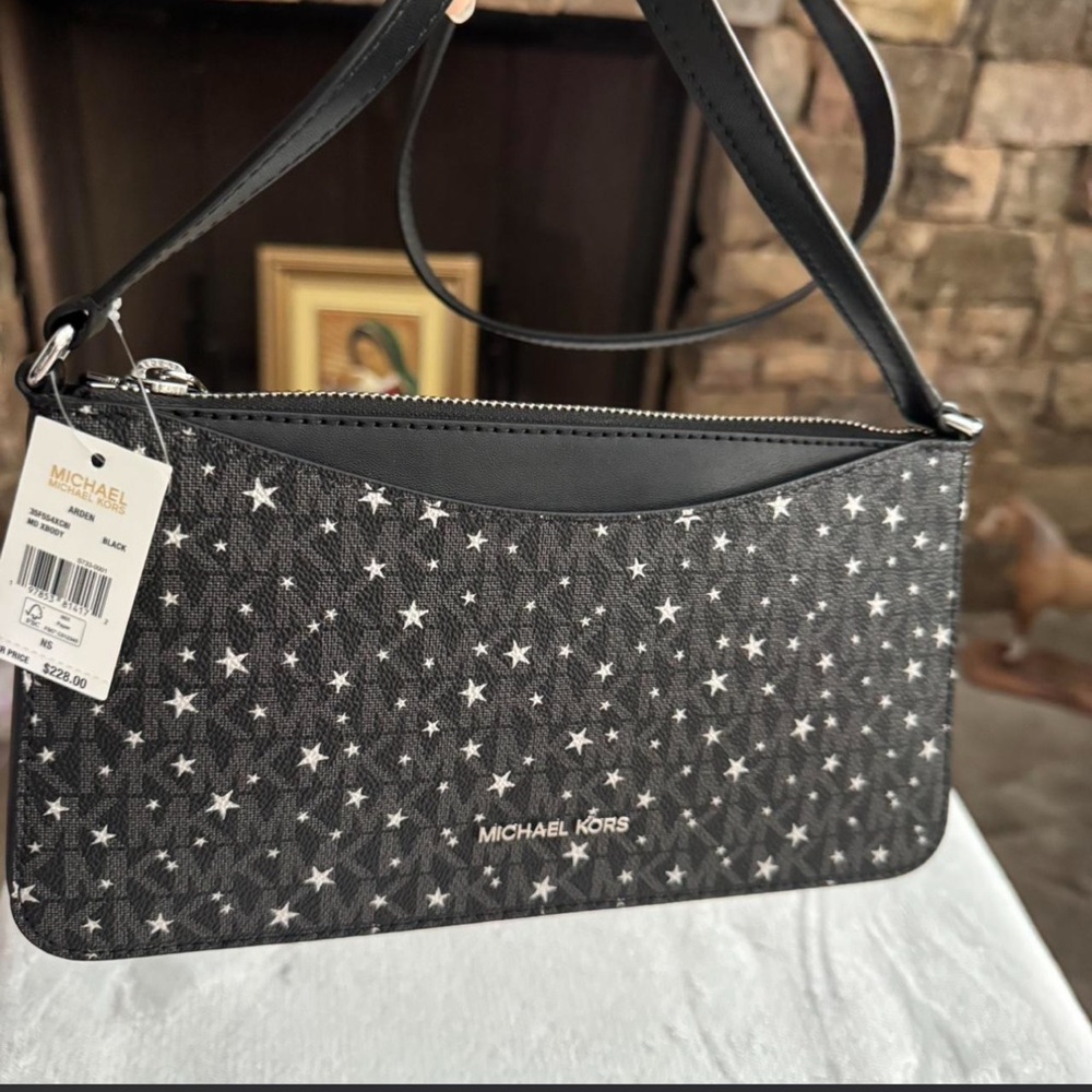 Michael Kors Black and White Star Crossbody Bag